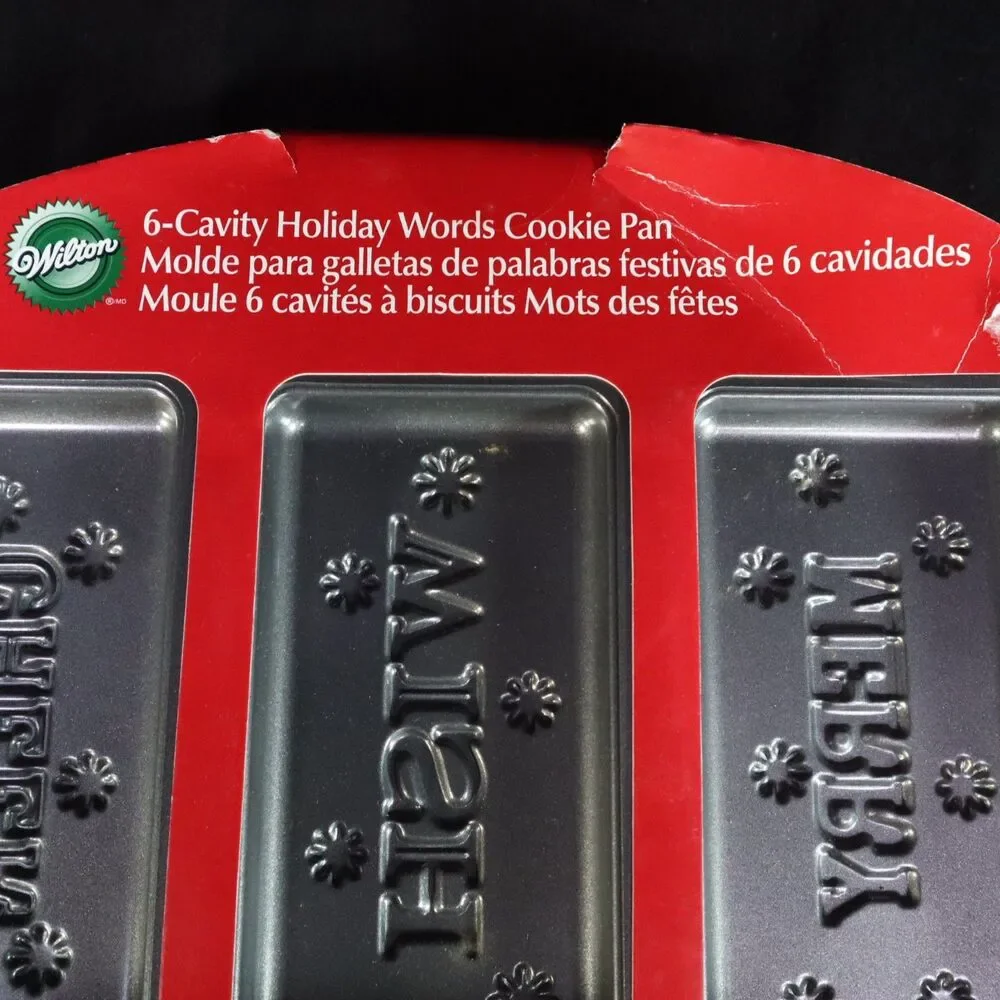 Wilton Cookie Bars Pan Set of 2 pans NEW 6 sections each Holiday Word
